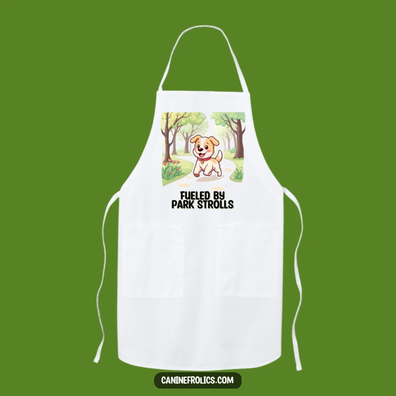 Funny Dog Apron: Bouncy Pup Trotting Park Path, Chef's Delightful Kitchen Wear