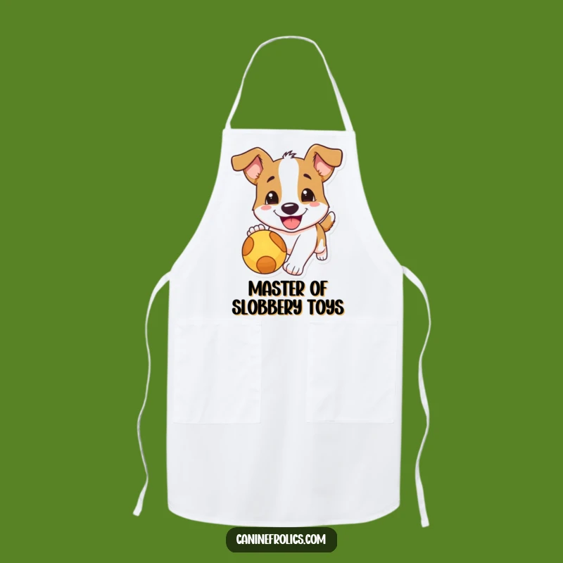 Funny Dog Chasing Ball Apron - Playful Kitchen Accessory for Fun Cooks