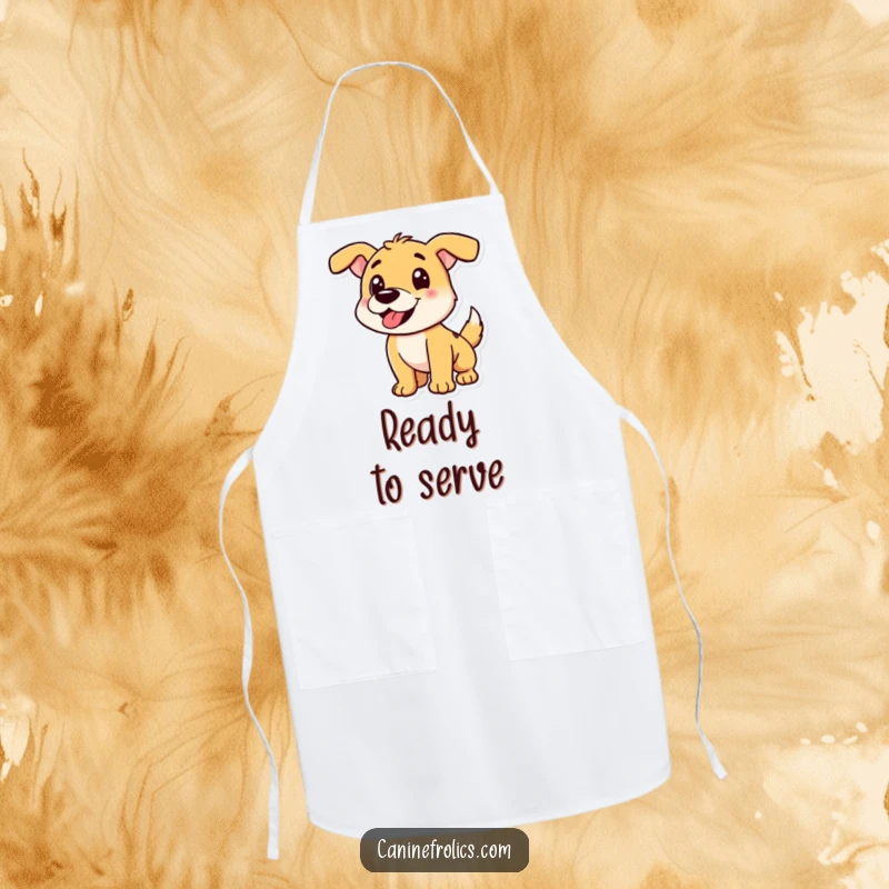 Funny Dog Apron: Playful dog character mid-pounce, bringing energetic fun to the kitchen while protecting clothes.