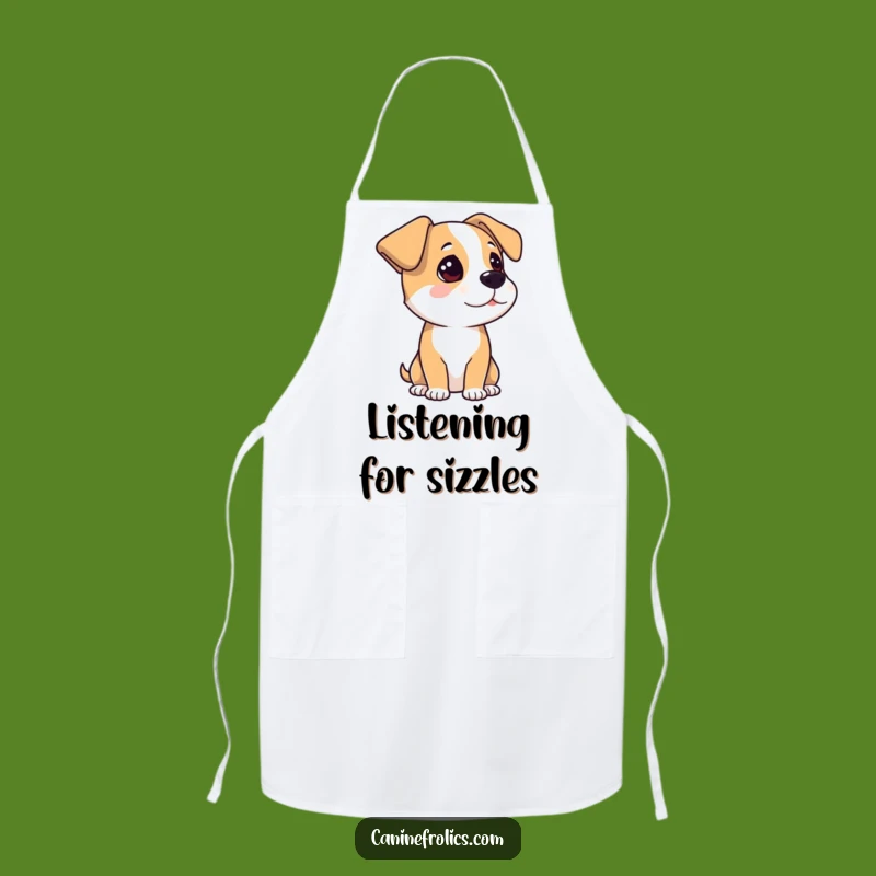 Funny Listening Dog Apron: Kitchen Humorous Pup Attentive Chef Wear