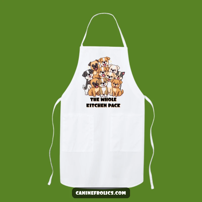 Funny Dog Pack Apron: Mixed Breeds Playing, Hilarious Kitchen Gift