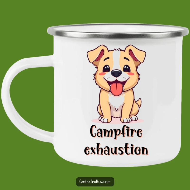 Funny Dog Panting Camping Mug: Adventure Tired Pup Art, Rugged & Funny Gift