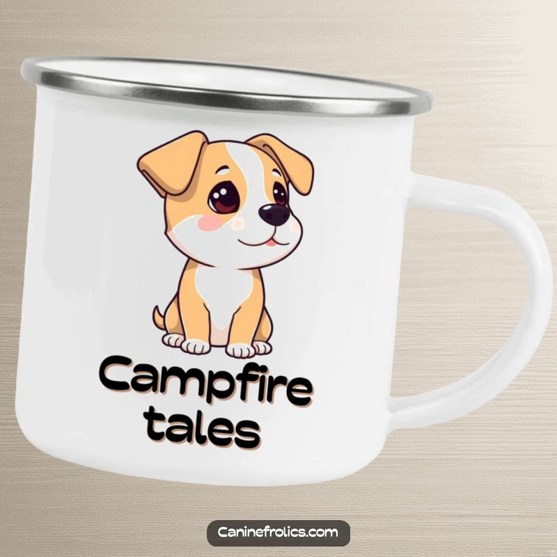 Funny Camping Mug: A dog with its ears sharply perked, listening intently to its surroundings. A humorous and durable outdoor cup.