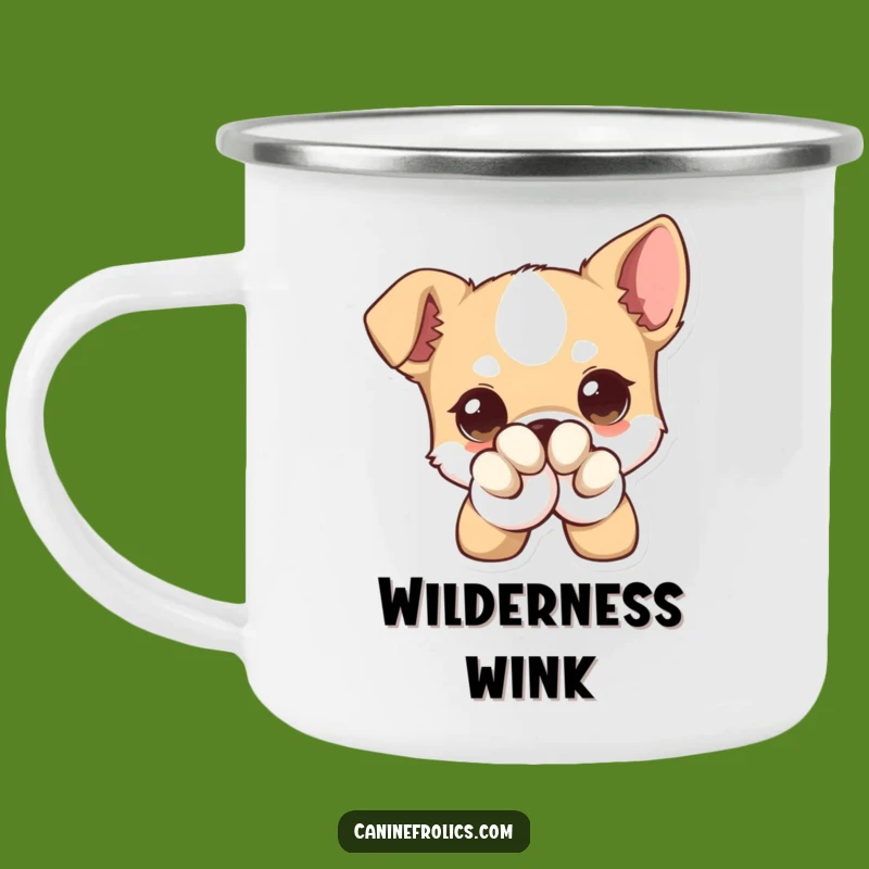 Funny Camping Mug - Big Eyed Dog Winking, Outdoor Coffee Cup, Perfect Funny Gift