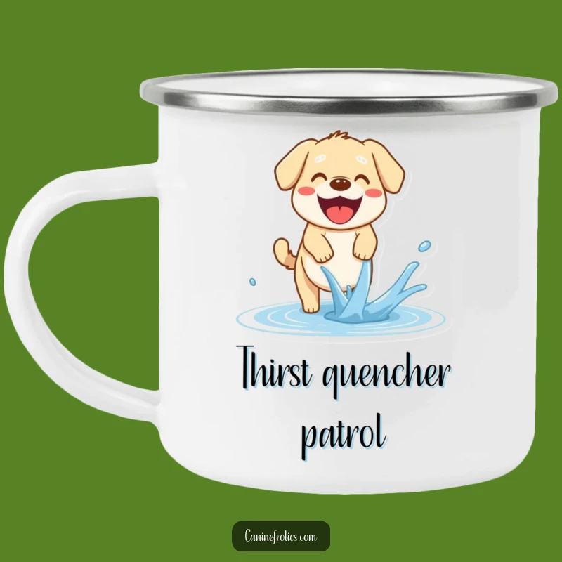 Funny Dog Camping Mug: Happy Pup Water Fun - Refreshing Outdoor Gift