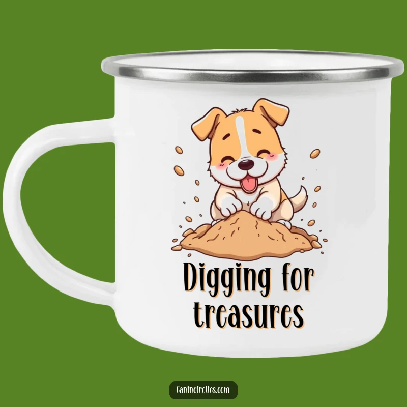 Funny Dog Digging Dirt Camping Mug - Rugged Sipper for Outdoor Adventures