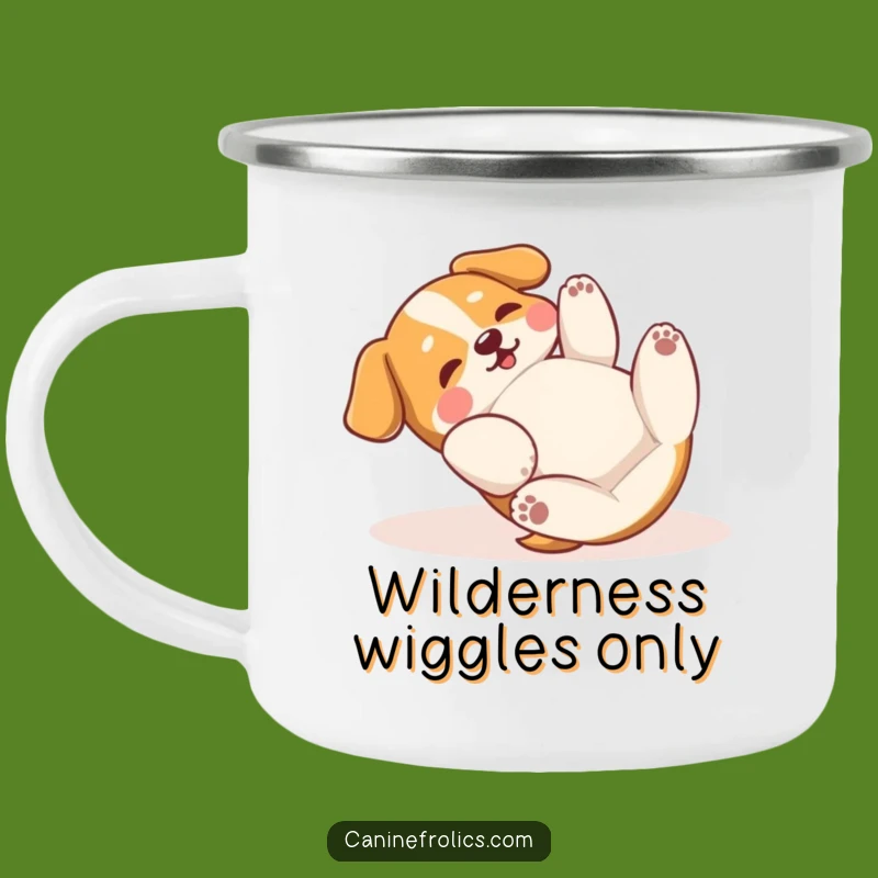 Funny Dog Rolling Camping Mug: Sip Your Adventure with Playful Canine Bliss