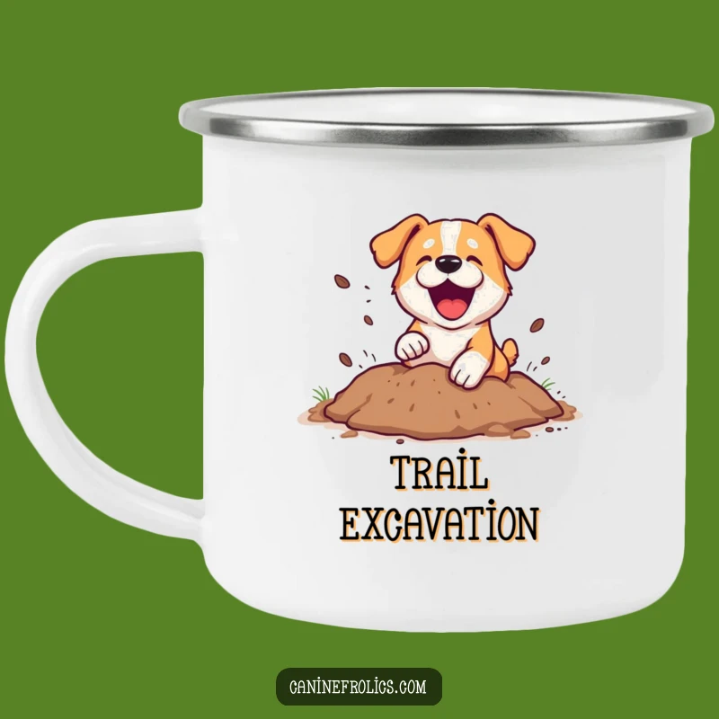 Funny Dog Digging Camping Mug: Rugged & Hilarious Outdoor Pup Adventure Cup