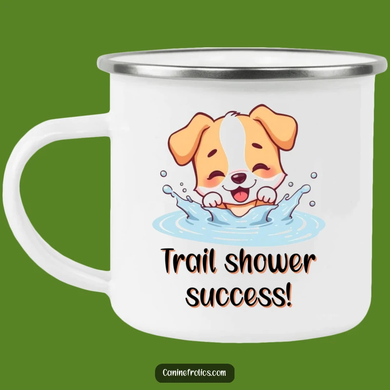 Funny Dog Splashing Puddle Camping Mug - Adventure-Ready Wet Dog Sipper