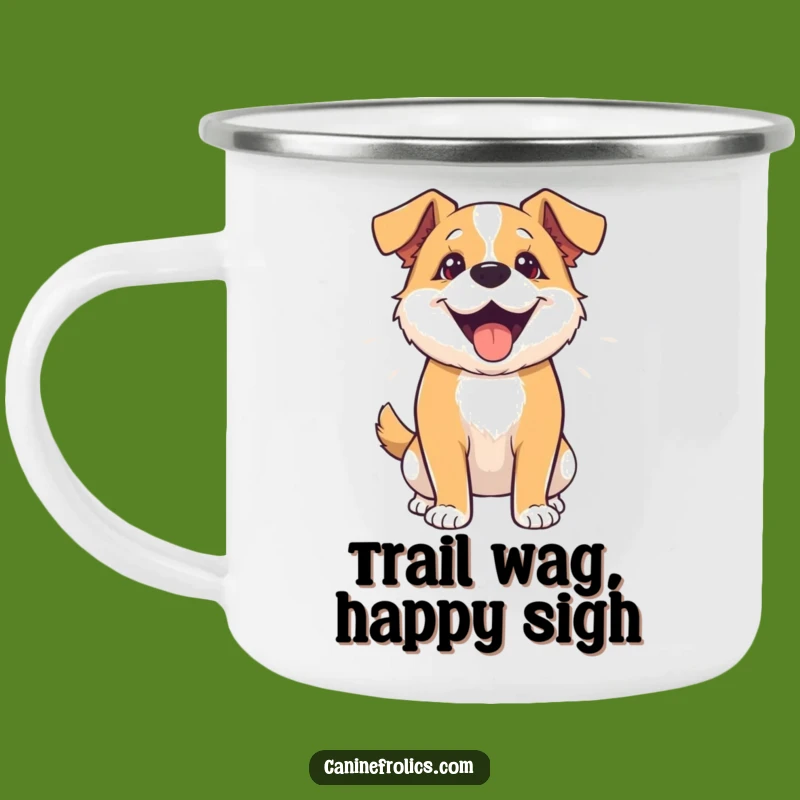 Funny Dog Wag Camping Mug - Enthusiastic Pooch Outdoor Gift
