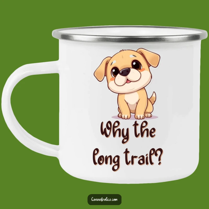 Funny Curious Dog Camping Mug - Adventure Companion with a Head Tilt