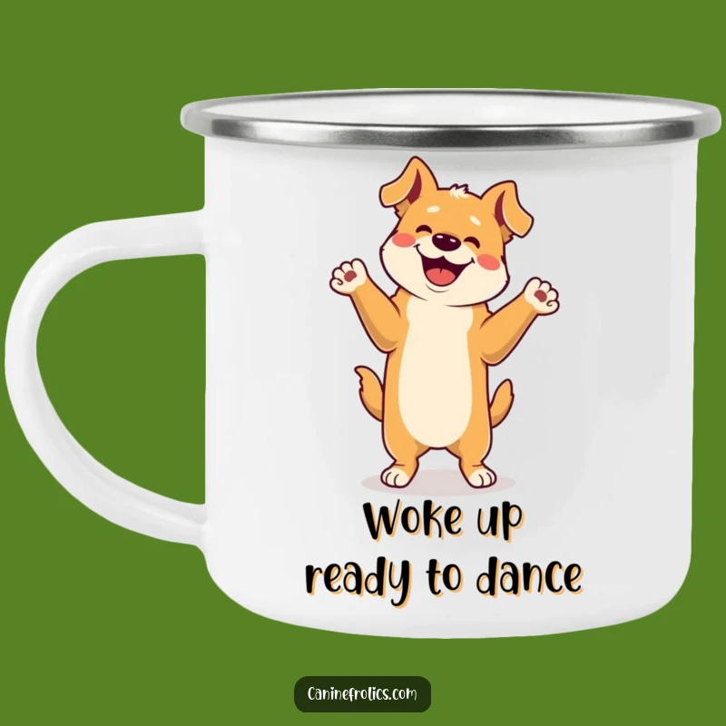 Funny Dog Happy Dance Camping Mug: Sip Your Adventure with This Canine Celebration Cup
