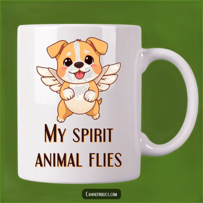 Funny Angel Dog Mug - Whimsical Flying Pup Gift for Pet Lovers