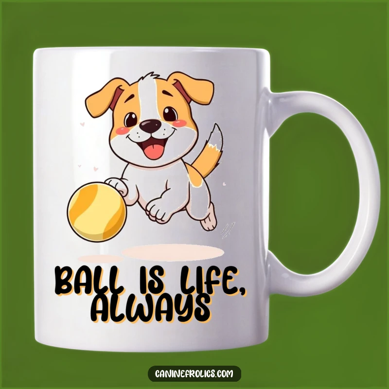 Funny Dog Chasing Ball Mug - Joyful Canine Action Funny Gift