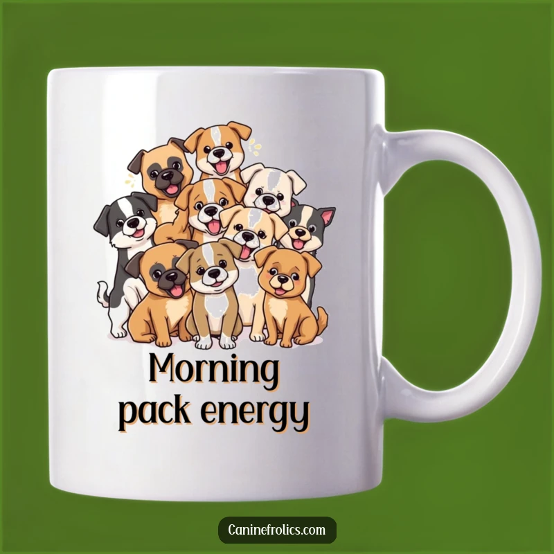 Funny Dog Pack Mug: Diverse Breeds Playing, Hilarious Gift for Dog Lovers