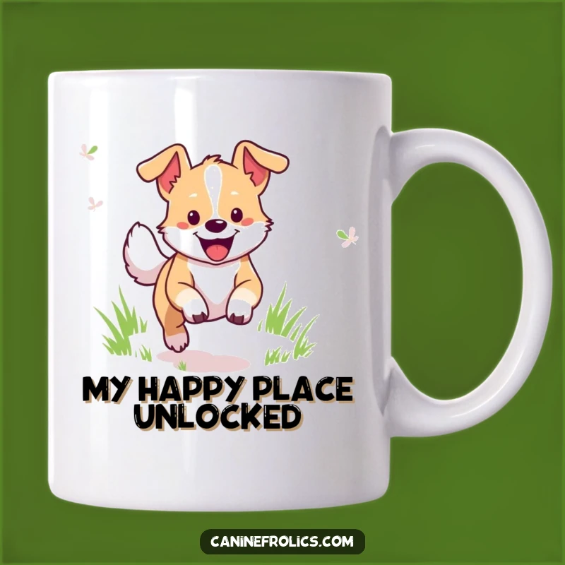Funny Dog Bound Mug: Cheerful Canine's Joyful Field Adventure Gift