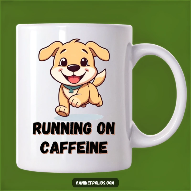 Funny Running Dog Mug - Happy Grin & Trailing Ears, Perfect Humorous Gift