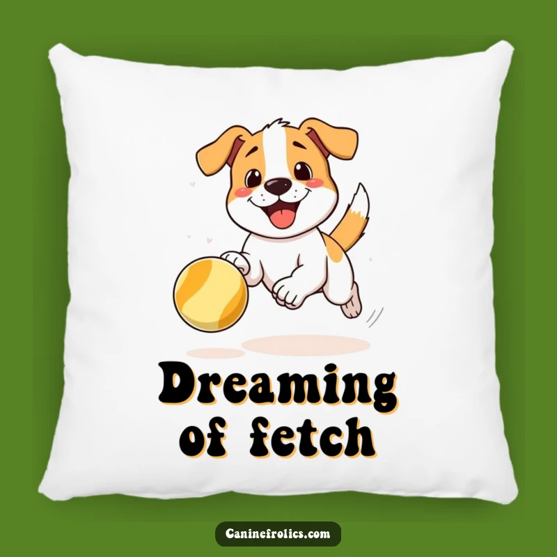 Funny Throw Pillow - Dog Chasing Ball for Playful Comfort