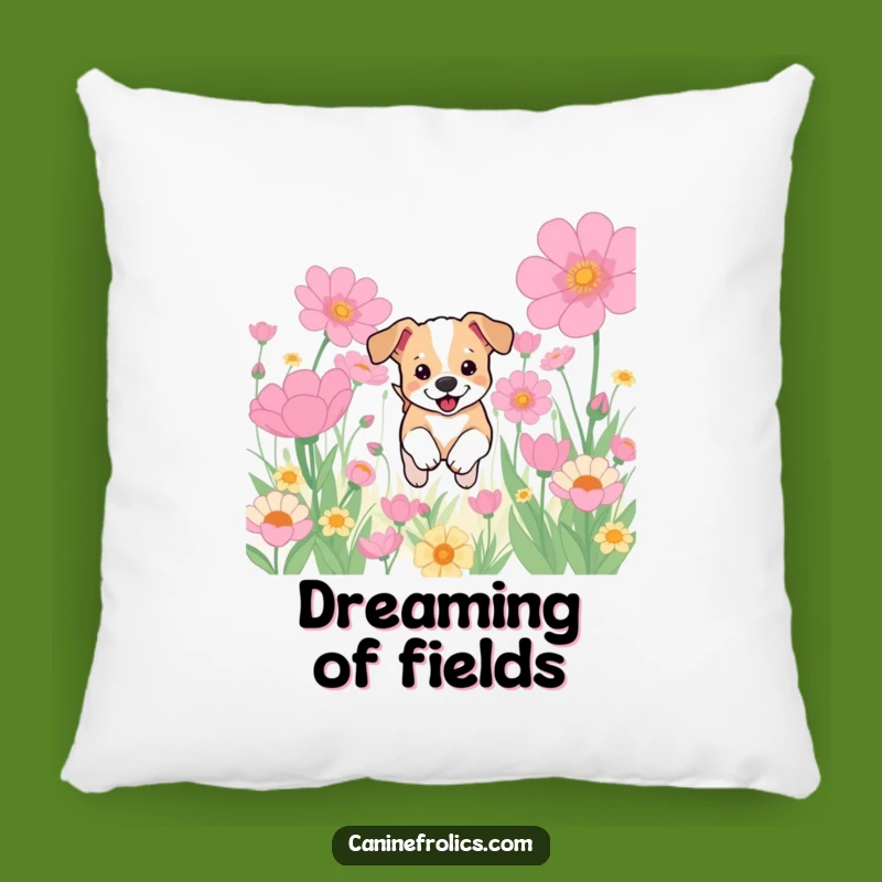 Funny Puppy Flower Field Pillow: Cute Dog Accent, Cozy Home Decor, Humorous Gift