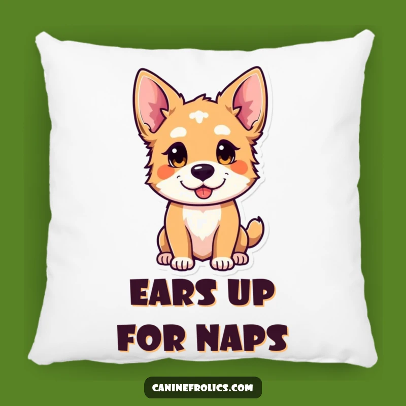 Funny Throw Pillow - Curious Dog Ears Perked for Playful Comfort