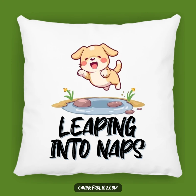 Soft Funny Dog Puddle Leap Pillow: Snuggle Up with Canine Cheer!