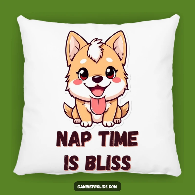 Funny Throw Pillow - Happy Dog Tongue Lolling Out Cuddle Companion