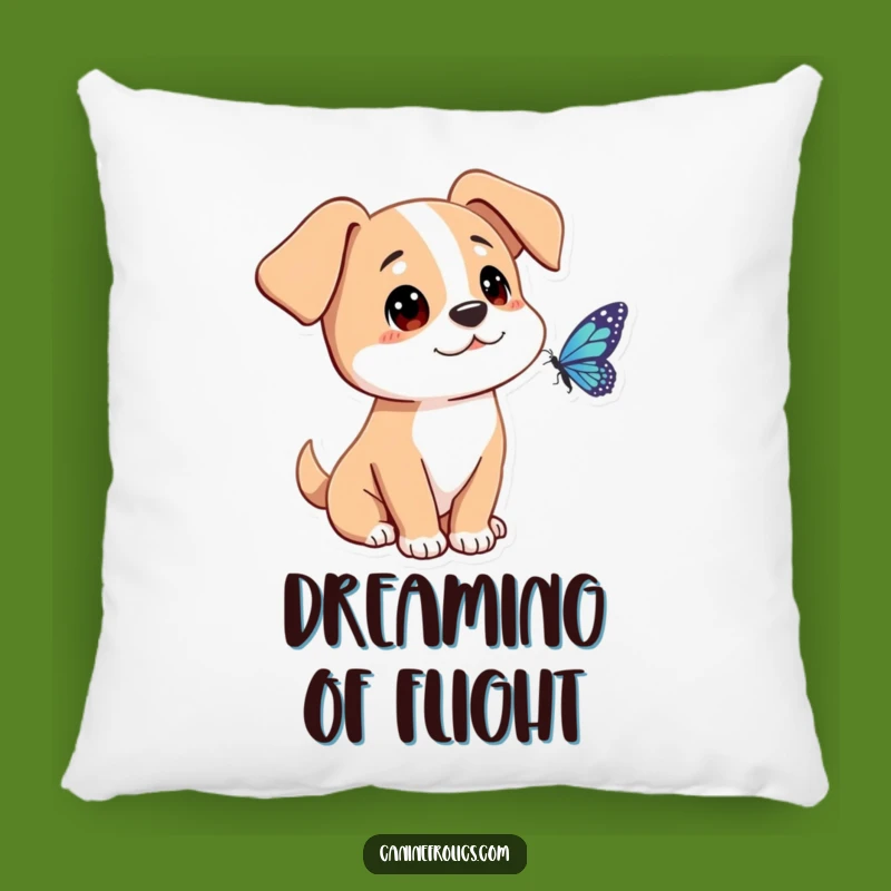 Soft Curious Dog Butterfly Pillow: Cuddle Up With Gentle Wonder
