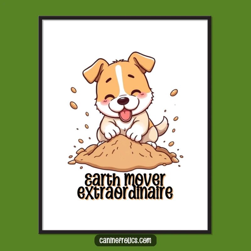 Funny Dog Digging Dirt Digital Art - Instant Wall Decor for Dog Lovers