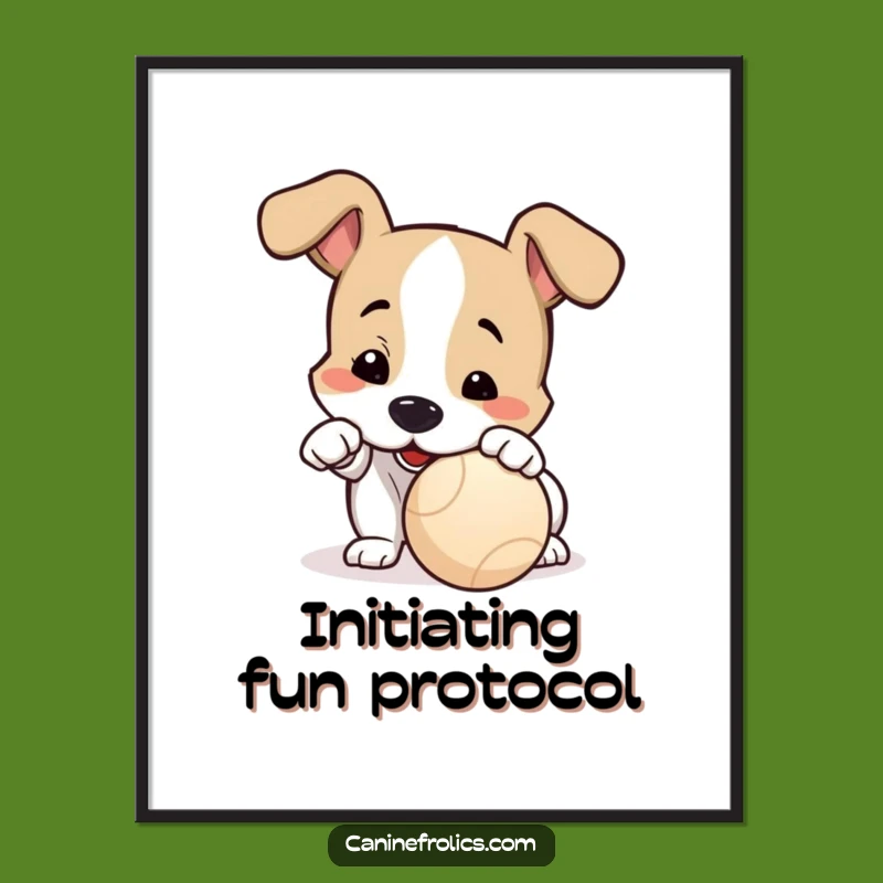 Funny Dog Playtime Digital Art: Decorate with Canine Eagerness, Unique Print