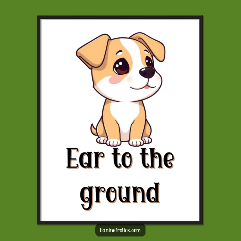 Funny Listening Dog Digital Art: High-Res Attentive Pup Print for Walls