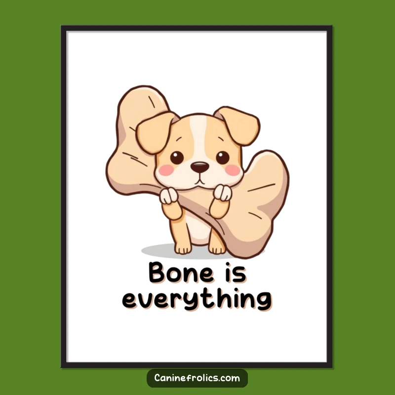 Funny Peek-a-Bone Dog Digital Art Print: Instant Whimsy for Your Space