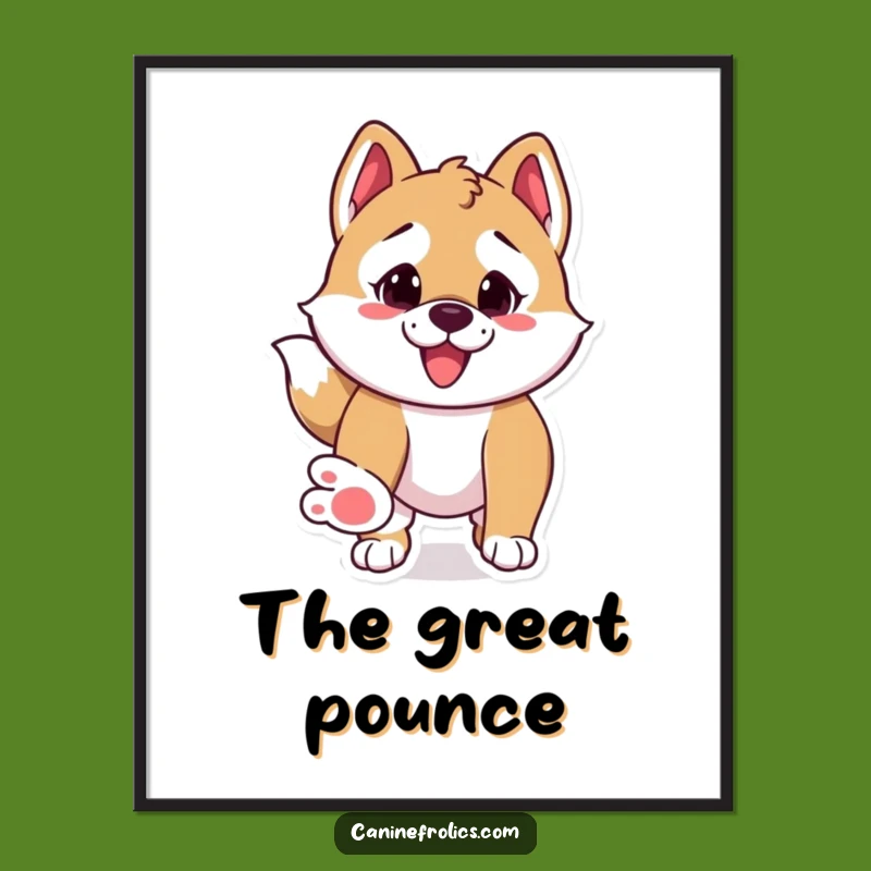 Funny Pounce Dog Digital Art - Energetic Canine Printable Gift