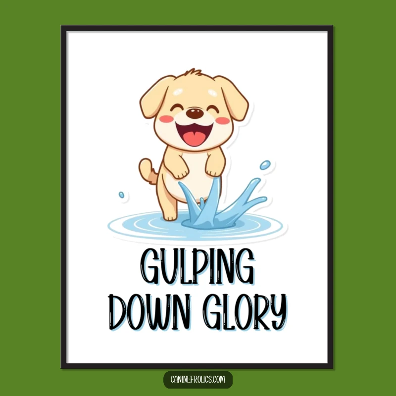Funny Dog Digital Art: Happy Pup Water Fun - Instant Refreshing Decor