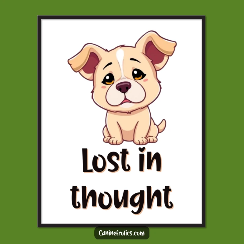 Funny Dog Confused Digital Art: High-Res Floppy Ears Print, Instant Funny Gift Download