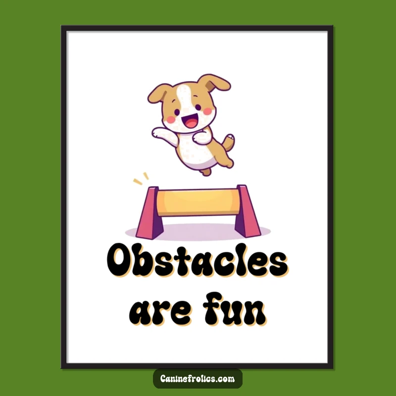 Funny Leaping Dog Digital Art Print: Instant Action for Your Walls