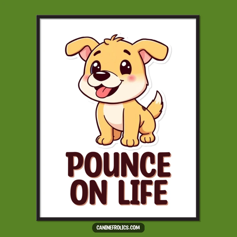 Funny Playful Dog Pounce Digital Art: Energetic Print, Instant Funny Gift