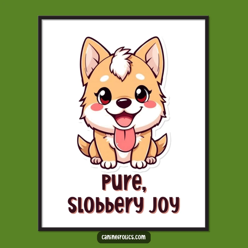 Funny Digital Art Print - Happy Dog Tongue Lolling Out Instant Decor