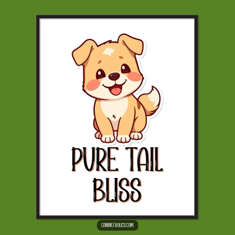 Funny Dog Digital Art: Tail Wag Pure Delight, Instant Gift