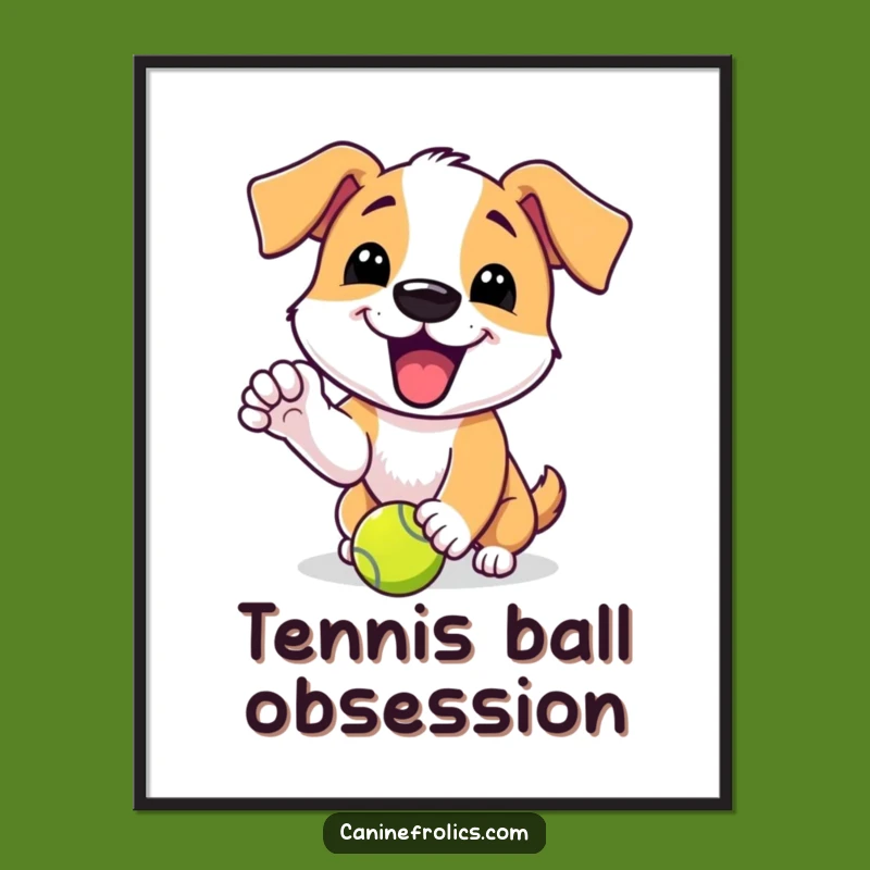 Funny Dog Digital Art: Tennis Ball Player, Excited Yip, Instant Play Download