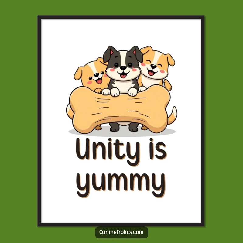 Funny Digital Art - Happy Dog Bone Sharing Print, Instant Wall Decor, Unique Funny Gift