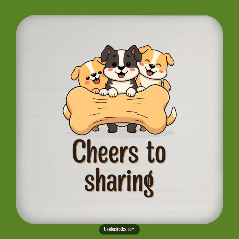 Funny Coasters - Happy Dog Bone Sharing Set, Protect Furniture with Joy, Great Funny Gift