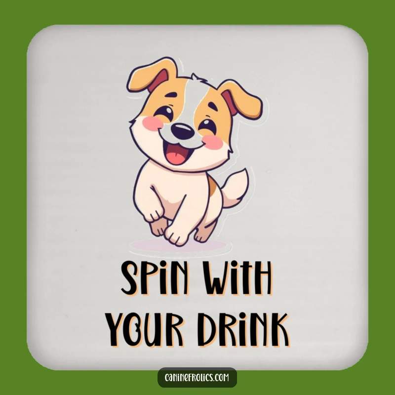 Funny Dog Drink Coaster: Tail Chaser, Comical Circle, Protect with Humor