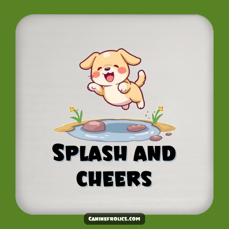 Funny Dog Puddle Leap Coasters: Protect Surfaces with Joyful Style!