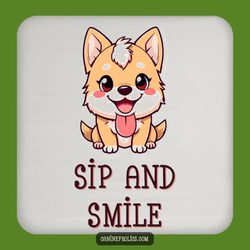 Funny Drink Coaster - Happy Dog Tongue Lolling Out Surface Protector
