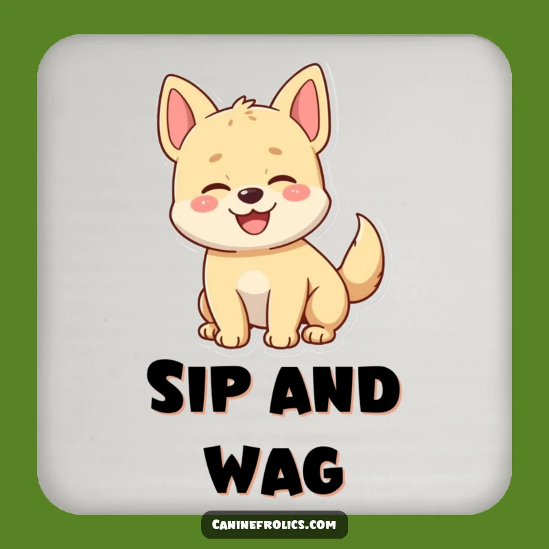 Funny Happy Dog Tail Wagging Coaster - Protect Surfaces with Canine Joy