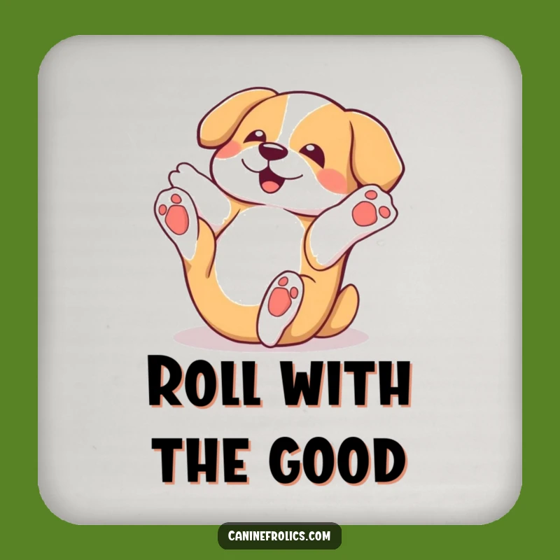 Funny Rolling Dog Coasters (Set of 4): Add Playful Cheer