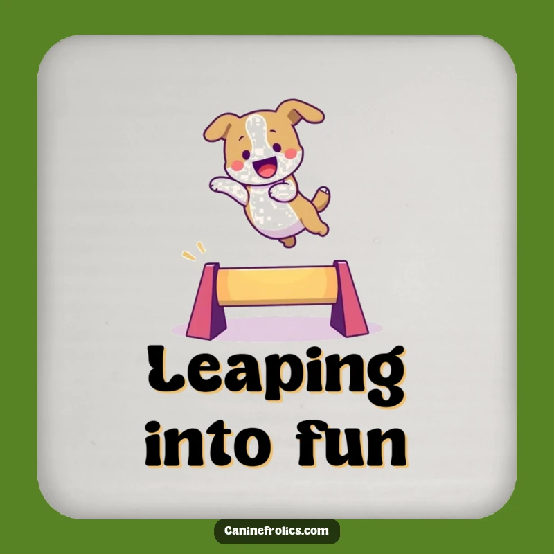 Funny Leaping Dog Coasters (Set of 4): Add Playful Energy