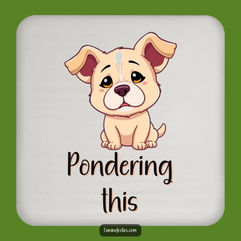 Funny Dog Confused Coaster: Protect Surfaces with Floppy Ears Art, Cute Funny Gift