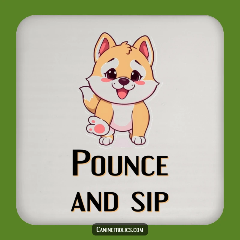 Funny Pounce Dog Coaster - Playful Canine Table Guard Gift