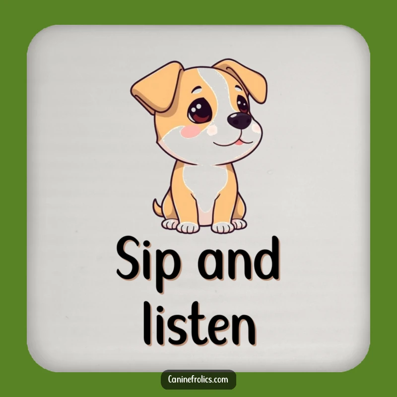 Funny Listening Dog Drink Coaster: Attentive Pup Protection for Your Surfaces